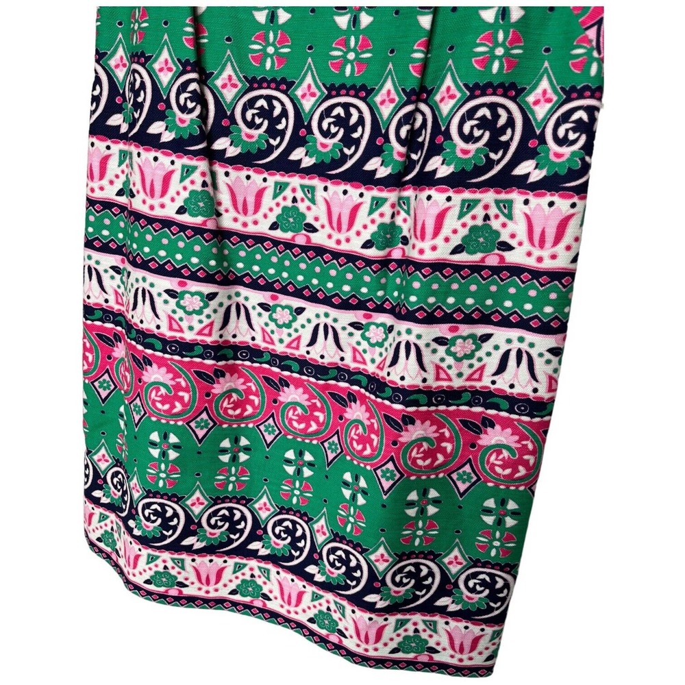 Talbots Womens Shift Dress Size 2P Sleeveless Multicolor Geometric Fringe Knee - Picture 5 of 12